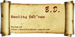 Beslity Dénes névjegykártya